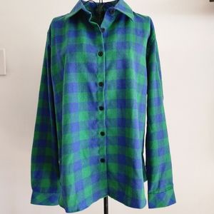 Green and Blue Plaid Button Down Shirt